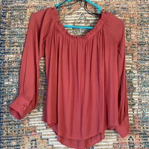 Pink sheer off the shoulder top